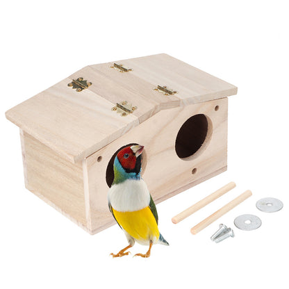 Wooden Pet Bird Nests House Breeding Box Cage Birdhouse Accessories for Parrots Swallows